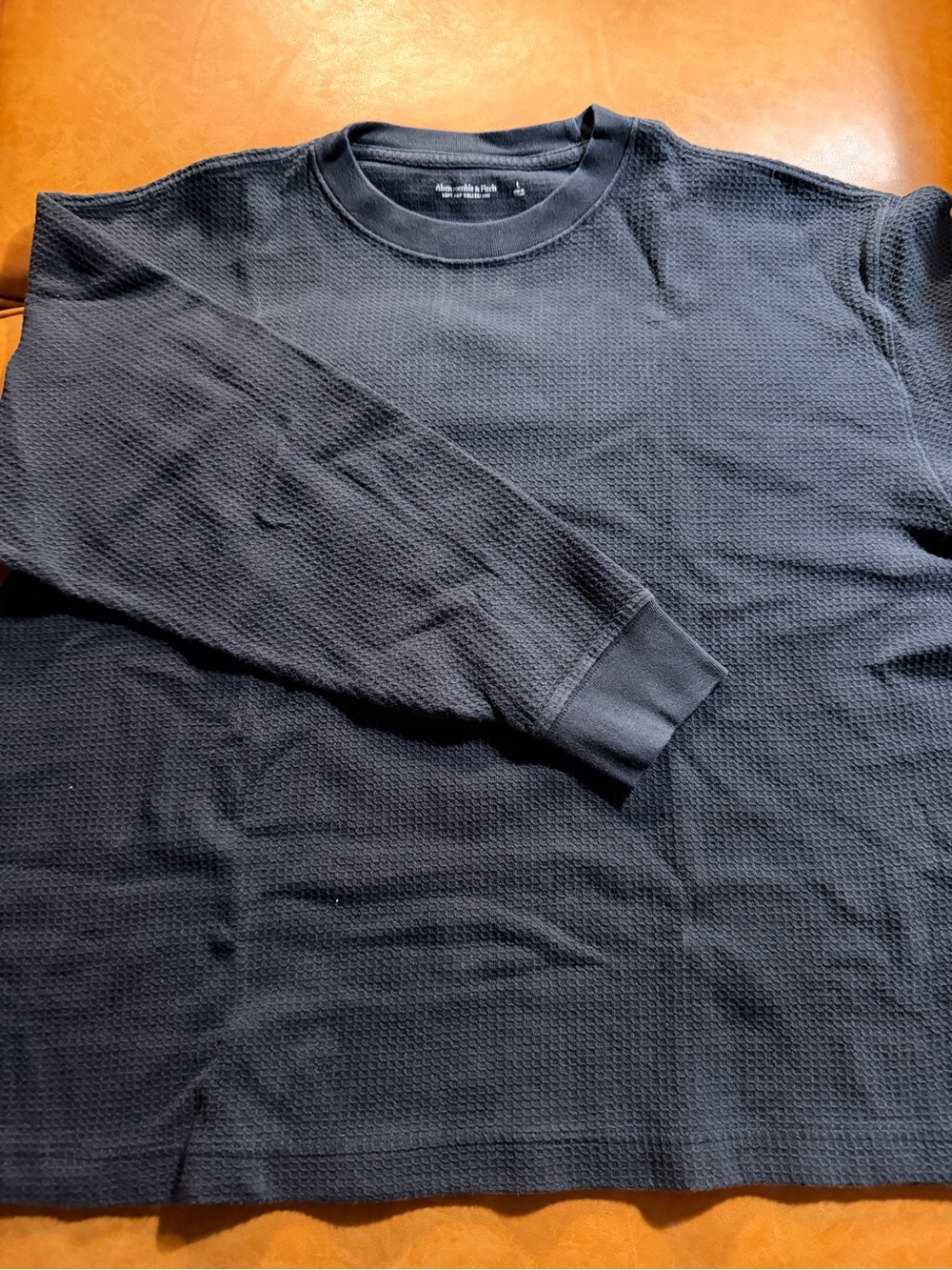 Abercrombie Men's Black Waffle Long-Sleeve Shirt